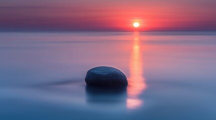 Solitary Stone at Sunset