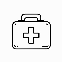 Fototapeta premium First aid kit vector icon in black, emergency medical supply symbol