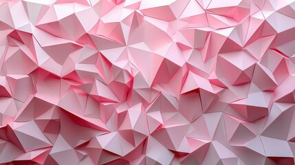 A visually striking abstract design featuring a pink geometric paper texture with angular forms. The composition showcases modern digital artistry in a stunning display.