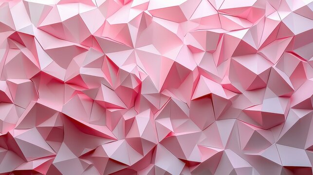 A visually striking abstract design featuring a pink geometric paper texture with angular forms. The composition showcases modern digital artistry in a stunning display.
