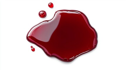 Fototapeta premium Spilled Red Wine Puddle with Droplets: Top View of Red Wine Stain Isolated on White Background with Clipping Path