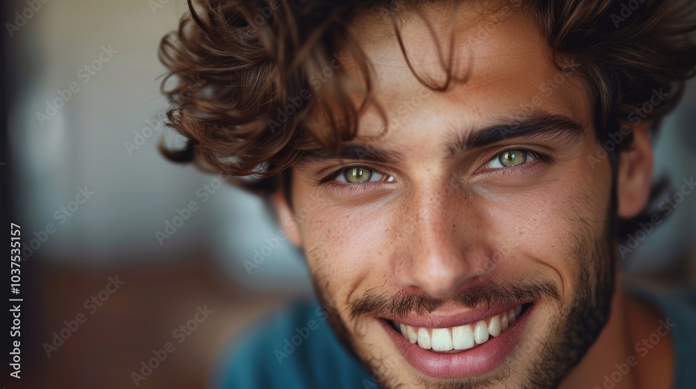 Canvas Prints Smiling Man with Green Eyes