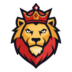 A wild cat animal vector illustration of a lion head mascot shows a powerful face symbol