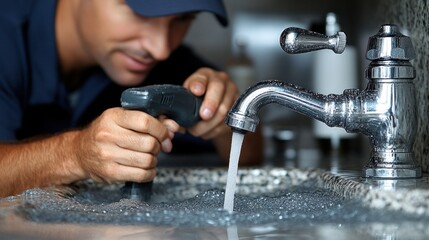 Man trying to fix a clogged sink in the kitchen, representing the unexpected household tasks that arise in daily life