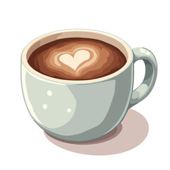 Obraz premium Vector art of latte with heart-shaped foam art, romantic coffee drink