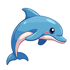 Obraz premium Smiling cartoon dolphin posing cheerfully on white background