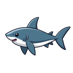 Fototapeta premium Determined cartoon shark swimming purposefully on white background