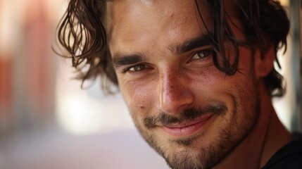 Fototapeta premium Close-up Portrait of a Handsome Man with a Smile