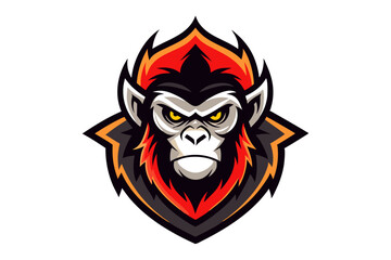 Red horned devil head mascot, a vector illustration of a scary demon face with fire flames, an evil symbol of horror design