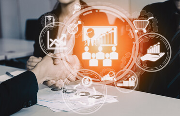 Digital Marketing Technology Solution for Online Business Concept - Graphic interface showing...