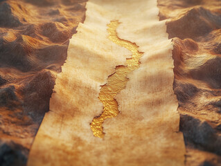 Quest for Gold: An Old Treasure Map with a Hidden Trail in Vintage Style