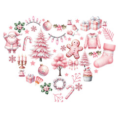 Christmas watercolor illustration for sublimation 