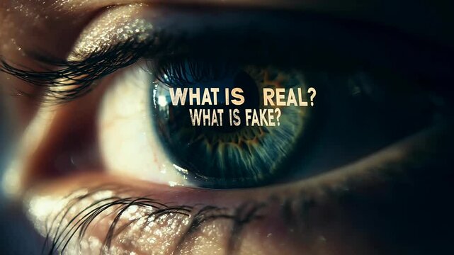 Macro Eye Focus with Thought-Provoking Text and Dramatic Lighting