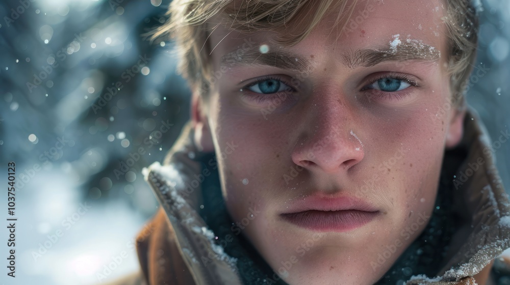 Poster Young Man in the Snow