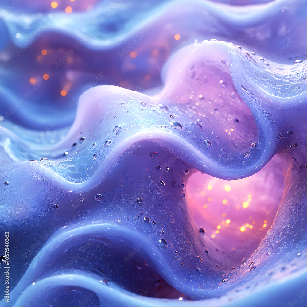 Aufkleber wavy surface resembling a thick shimmering liquid with smooth transitions from blue to pink. bright 