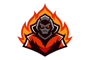 Vector illustration: a burning devil head, a fire-breathing dragon, and a flaming skull, symbols of evil and monsters