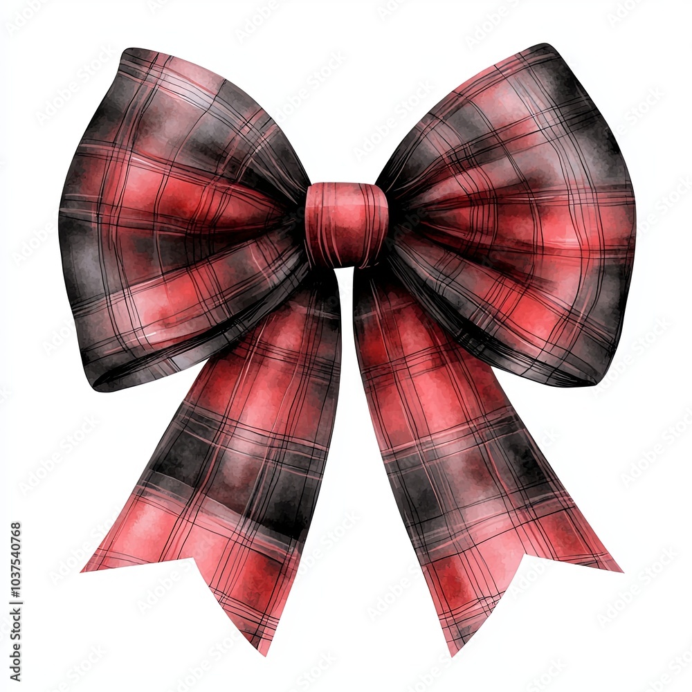 Wall mural Elegant red and black plaid bow perfect for gift wrapping decorations and festive occasions