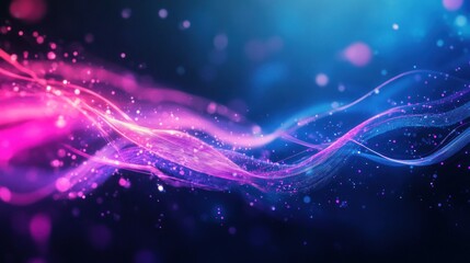 Abstract Digital Art: Neon Swirls and Glowing Particles