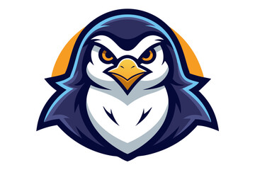 Cute blue cartoon penguin couple, a funny animal vector illustration with happy eyes, a symbol of love in nature