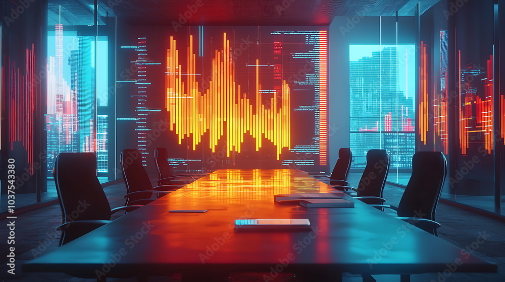 Aufkleber innovative modern office meeting room featuring striking data visualization screens for enhanced col