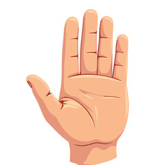 Vector illustration of open hand gesture representing greeting or stop