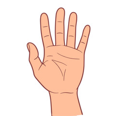Vector illustration of open hand gesture representing greeting or stop
