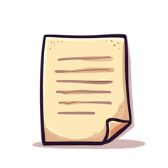 Beige document icon with curled corner on white background, file or note concept