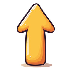 Yellow 3D upward arrow vector icon, success concept