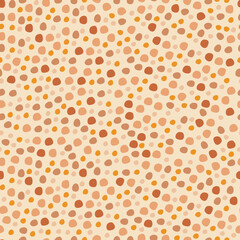 Groovy Flowers and Leaves Seamless Pattern. Floral Background in 1970s Hippie Retro Style for Print on Textile, Wrapping Paper, Web Design and Social Media. Boho Brown Pink and Nude Color.