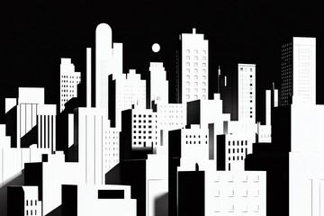 Fond d'écran silhouette de ville noire et blanche
