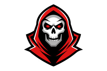 Red skull with wings and tattoo, pirate symbol of danger and death