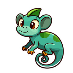 Obraz premium Cute cartoon gecko with big eyes on white background