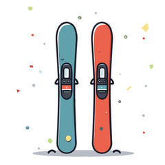 Colorful ski equipment vector illustration with festive background