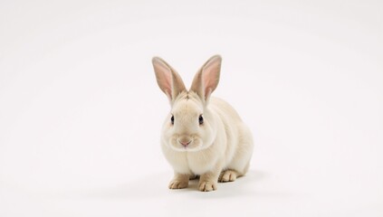 Obraz premium Adorable bunny standing alone against plain white background