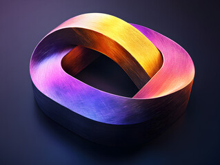 Colorful Gradient Ribbon in 3D Abstract Design with Flowing Curves and Vibrant Textures
