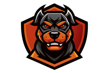 Angry lion head vector art, a scary black and orange symbol with a fiery, cartoonish face