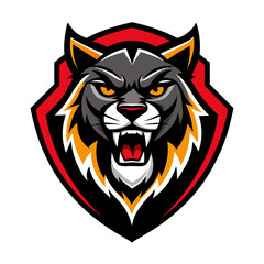 A wild cat vector illustration featuring a powerful lion head and a fierce tiger head design, suitable as a mascot or tattoo art symbol