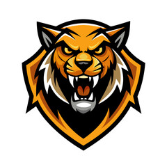Tiger head vector illustration, a wild cat animal face