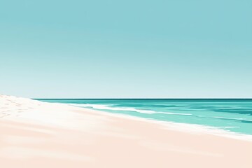 Obraz premium Fond d'écran plage désertique avec océan turquoise et ciel clair 
