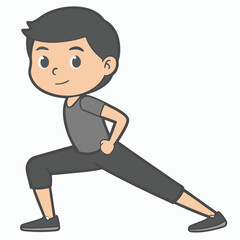 Boy Yoga Outline Vector Illustration | Minimalist Line Art on White Background