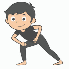 Boy Yoga Outline Vector Illustration | Minimalist Line Art on White Background