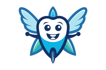 A cute cartoon tooth character with a happy smile, a funny illustration in a vector art design