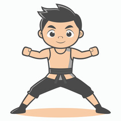 Boy Yoga Outline Vector Illustration | Minimalist Line Art on White Background