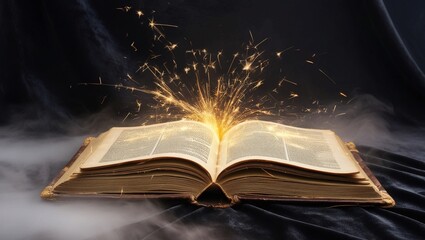   Open Book with Magical Sparks and Glow
