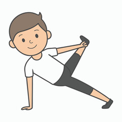 Fototapeta premium Boy Playing Game Outline Vector Illustration | Minimalist Line Art on White Background