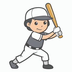 Child Playing Game Outline Vector Illustration | Minimalist Line Art on White Background