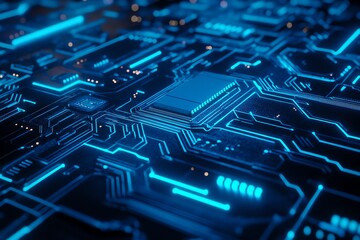 Fond d'écran de circuit électronique futuriste bleu
