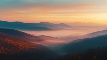 Obraz premium Serene Sunrise in the Carpathian Mountains 