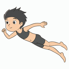 Child  Playing Game Outline Vector Illustration | Minimalist Line Art on White Background