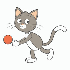 Child  Playing Game Outline Vector Illustration | Minimalist Line Art on White Background